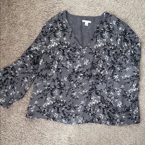 Cato Tree Print‎ Blouse Size Large with Open Sleeves